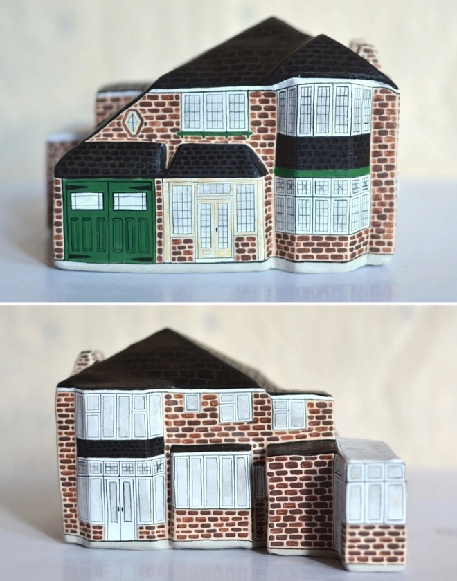handmade ceramic sculpture in personalised design of a house