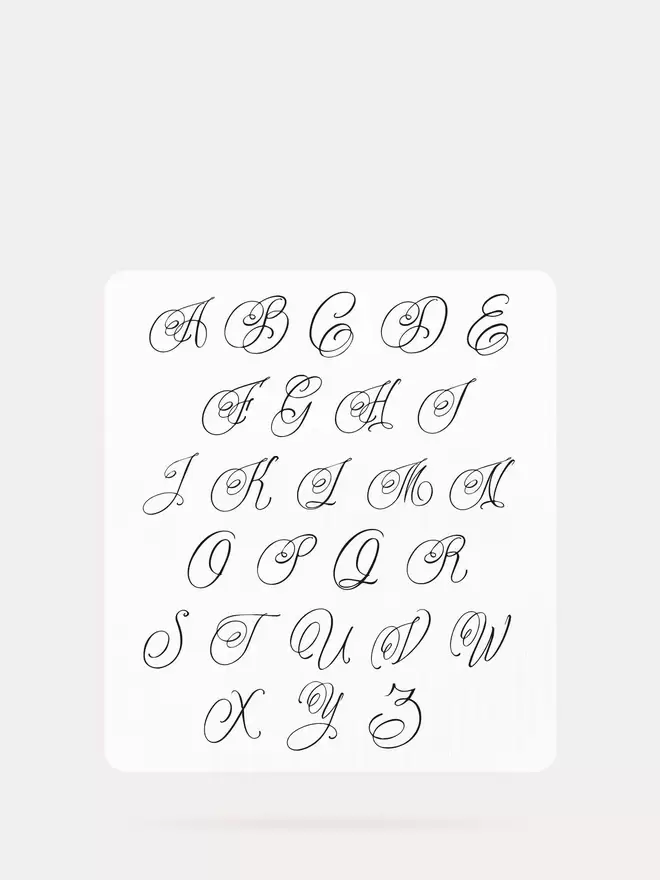 Script letters for monogram engraving