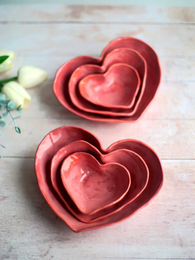 Heart Nesting Bowls, Jenny Hops Pottery