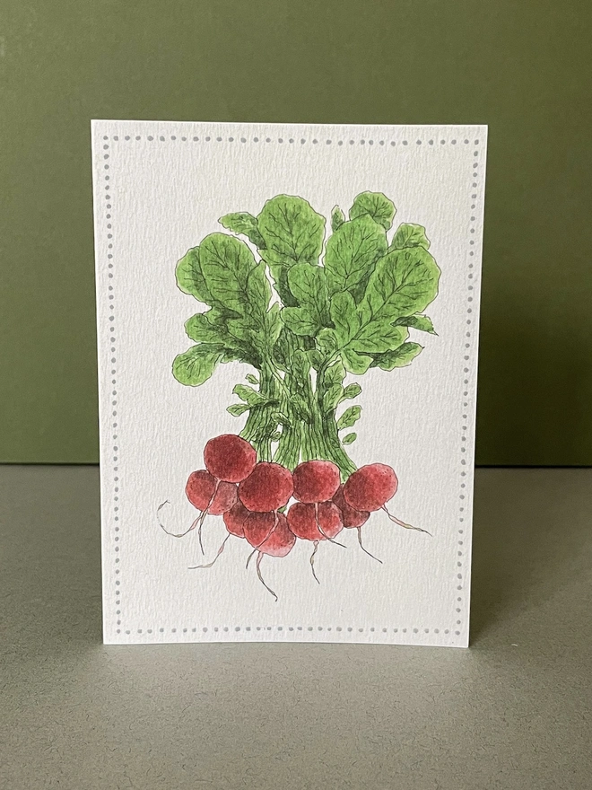 Garden Lover's Watercolour Radish Greetings Card 