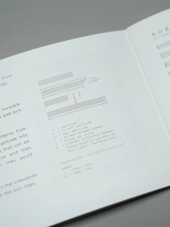 Dawn Chorus Book, open on a page. 