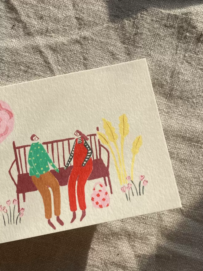 Love greetings card with a couple in the park
