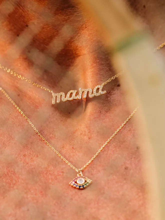 'Mama' Told Me Gold Script Necklace