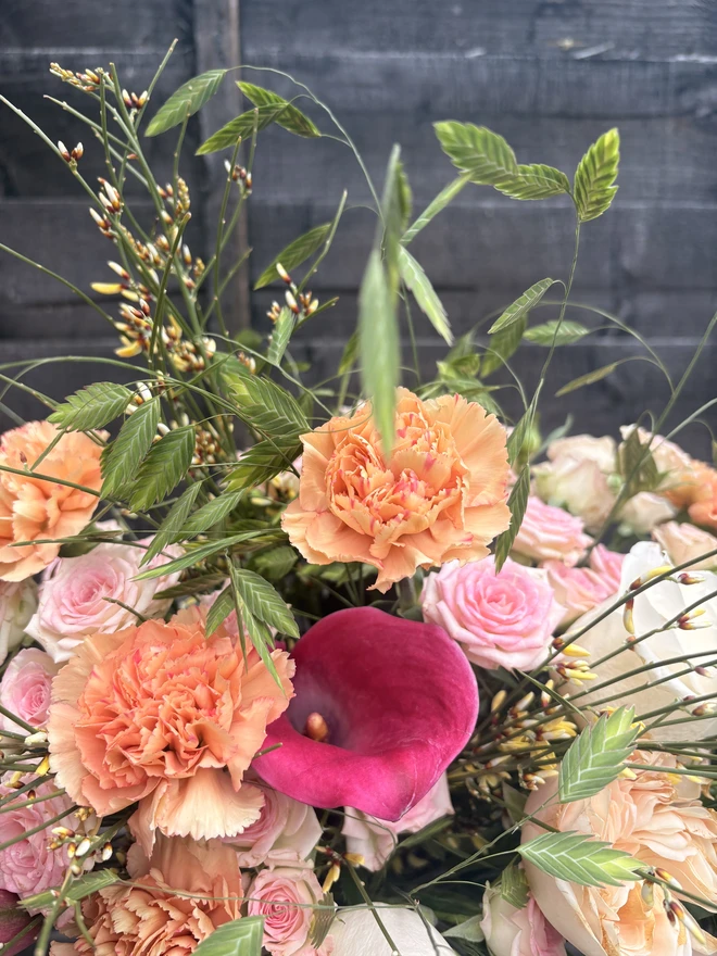 Garden inspired Mothers Day bouquet close up. Designed and created by Peony Belles 