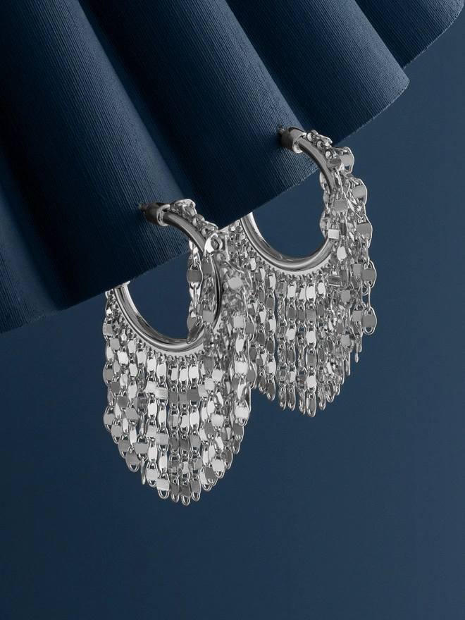 LOEL Silver Disco Hoop Earrings