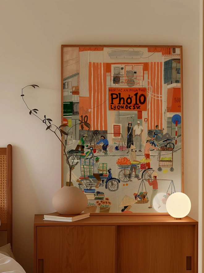 Illustration of Hanoi Pho 10 noodle restaurant in Vietnam