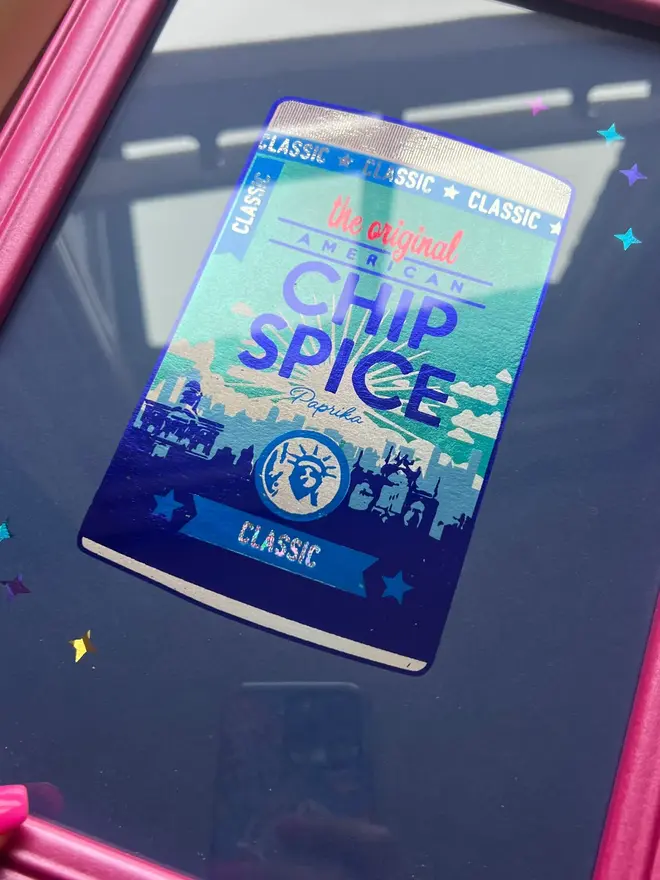 'Chip Spice' A Hull Delicacy ScreenPrint, a colourful chip spice print sitting on a black backdrop. 