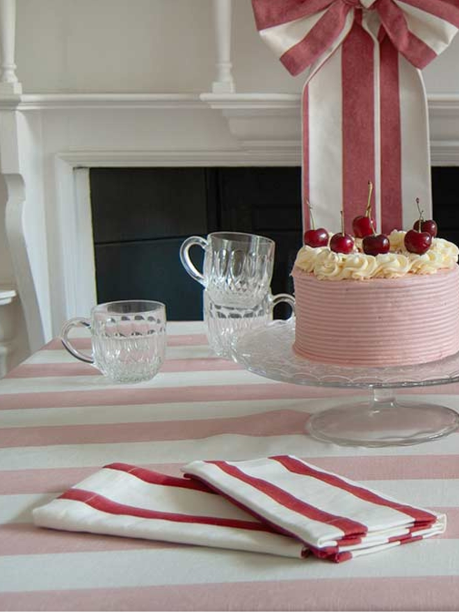 Red Striped Linen Napkins (Set Of 4)