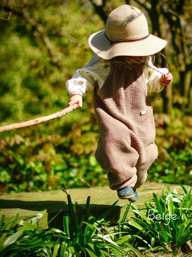 Kids' Organic Cotton Waffle Dungarees