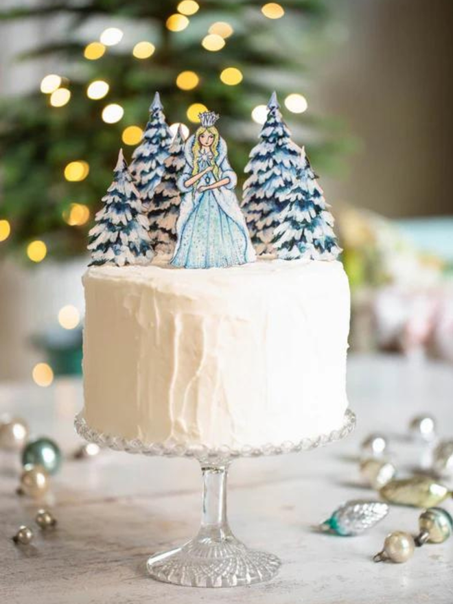 Snow queen Christmas cake topper