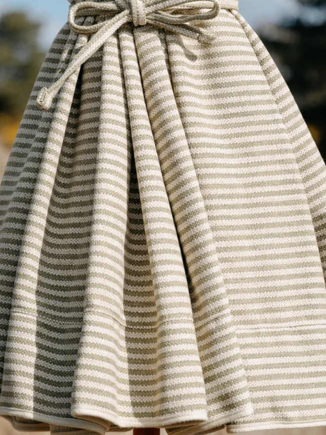 Ticking Stripe Parasol. A striped parasol.