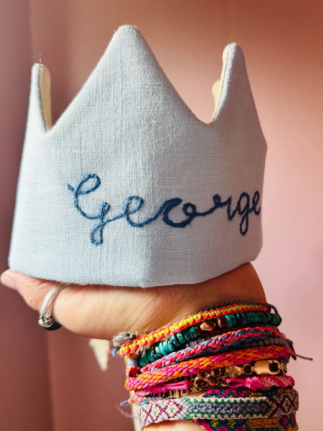 Blue crown name crown birthday crown birthday gift handmade crown 