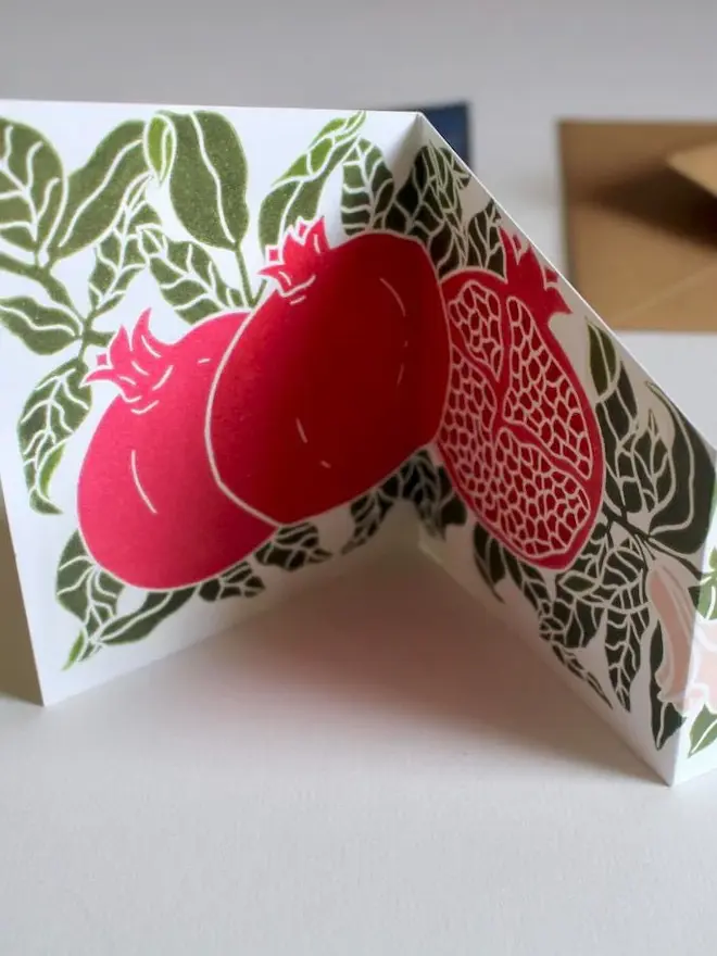pomegranate concertina christmas card