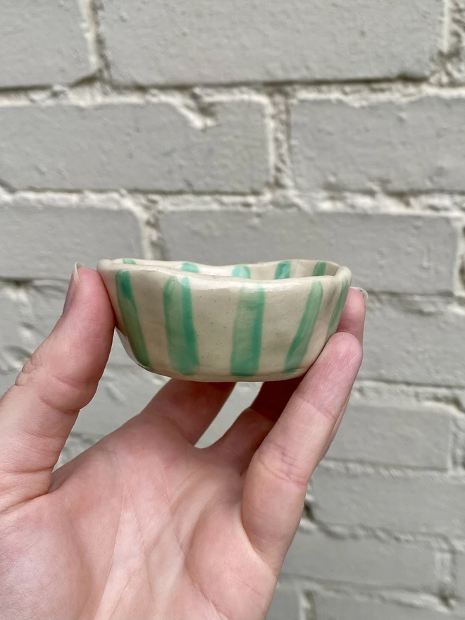 green stripe trinket bowl
