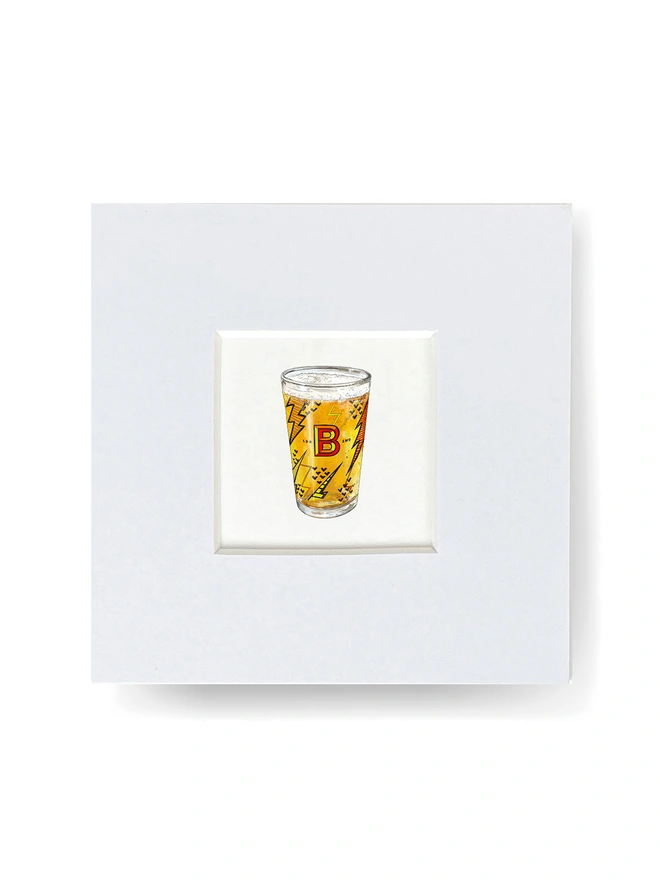 Mini art print with mount featuring a Brixton beer pint glass illustration