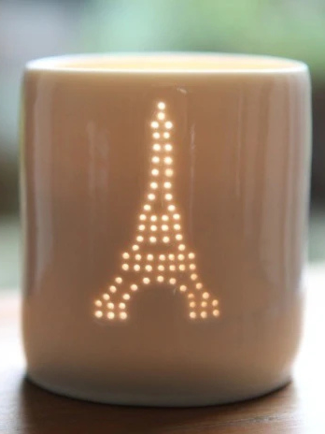 paris eiffel tower mini porcelain tealight holder