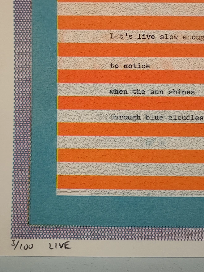 orange and blue striped art print