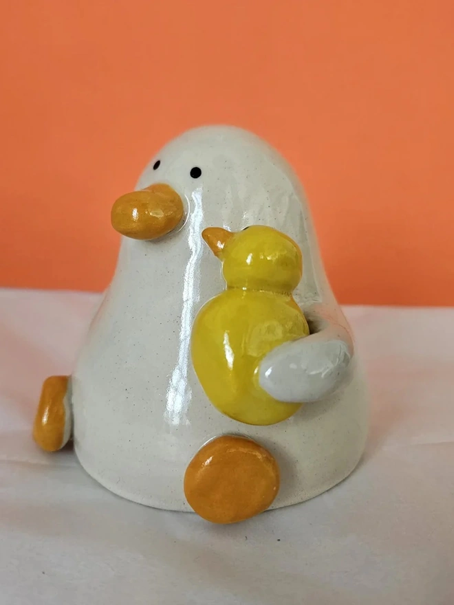 Val With The Pal Duck Ceramic Sculpture