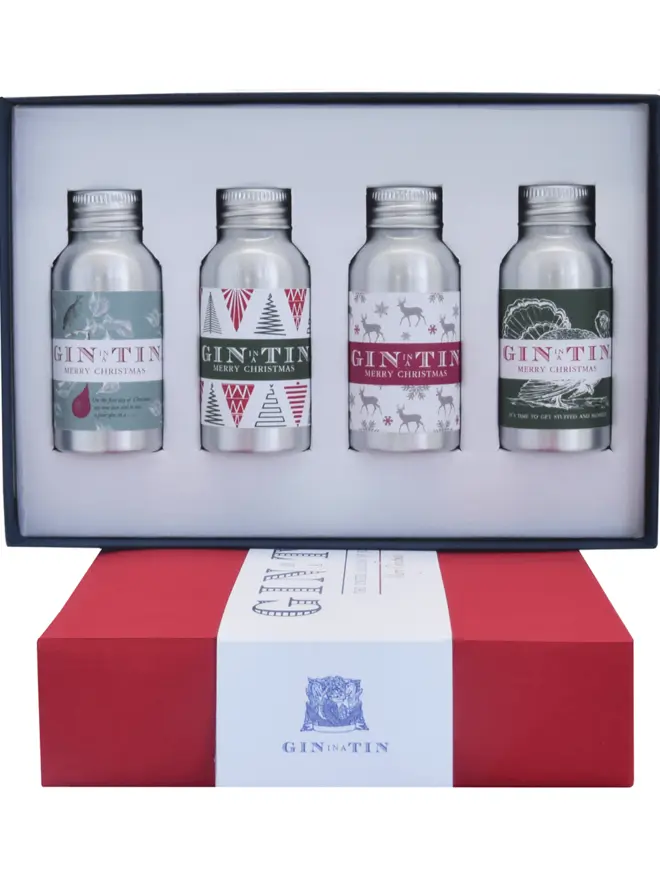 Festive Christmas Tipples Mini Gin In A Tin (Set Of 4)