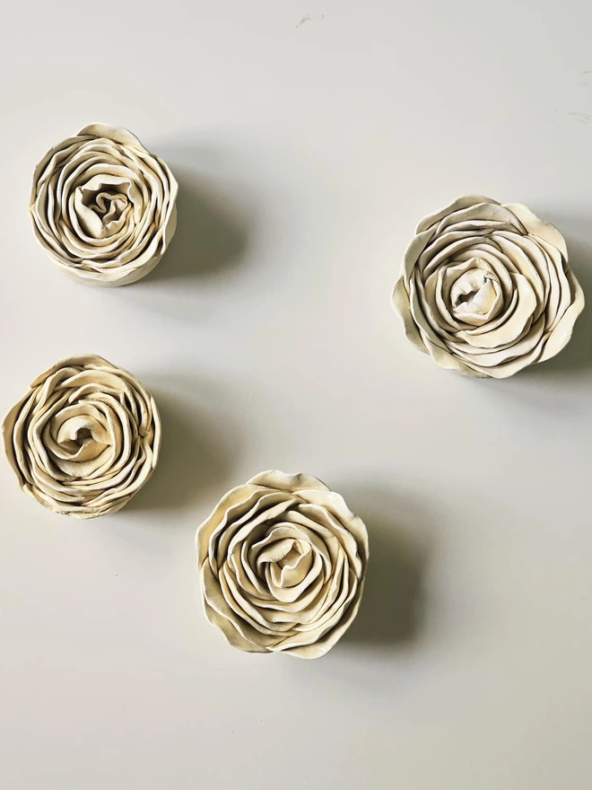 handmade yellow ceramic flower wall hanging decor sculpture art pottery glazed gift for her forever everlasting rose