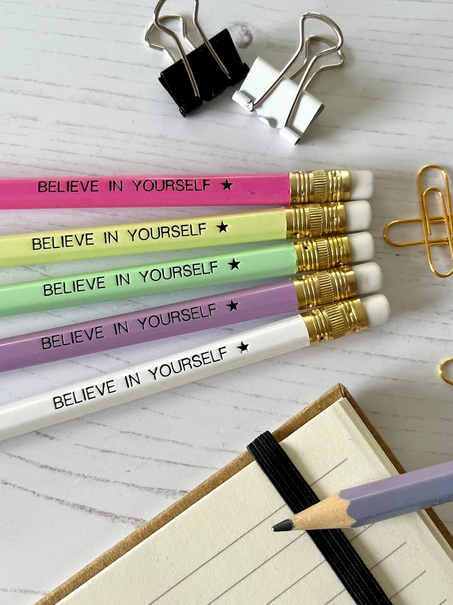'Believe In Yourself' Pencils (Set Of 5 Or 10)