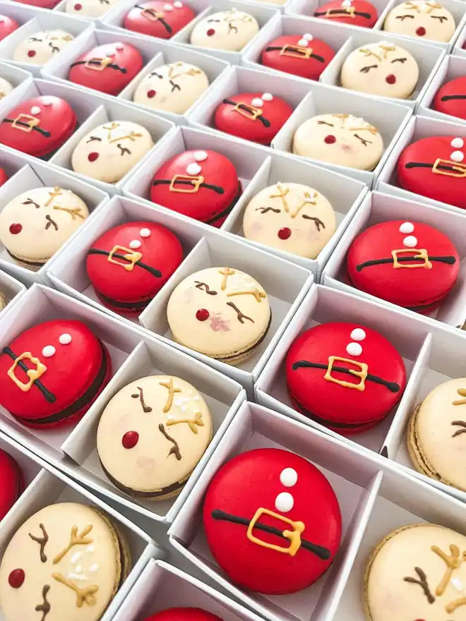 Macaron Stocking Fillers_ Santa & Rudolf Character Macarons__The March Hare Bakery