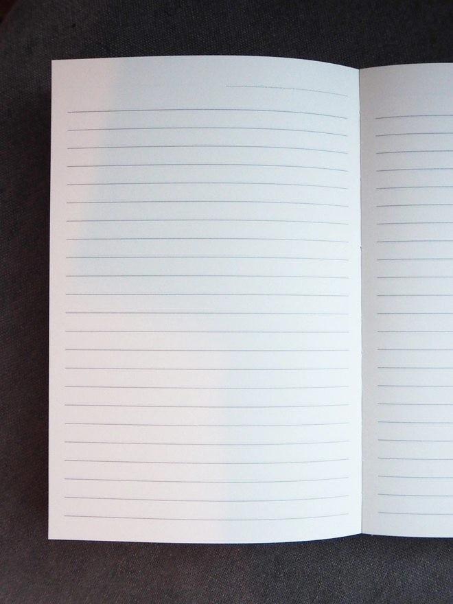 An open notebook with lined pages