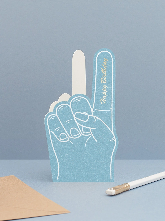 blue-foam-finger-greeting-card-with-hot-foil-happy-birthday