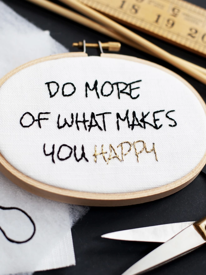 Motivational embroidery artwork