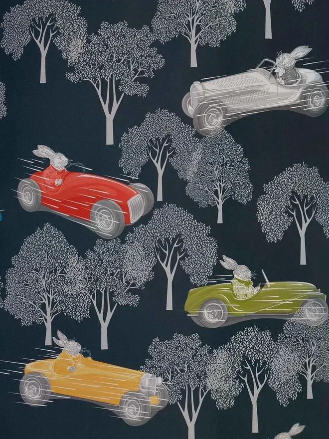 Rabbits Racing In Bugatti Cars Wallpaper