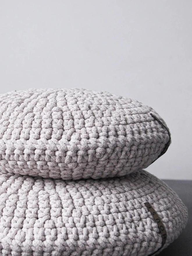 cotton hand crocheted round cushions Zuri House