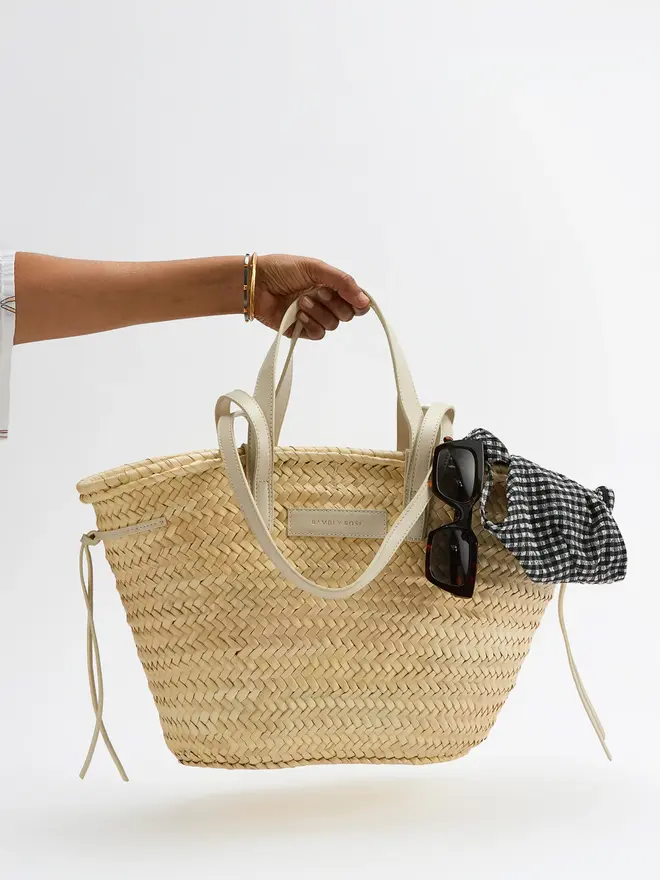 Pampelonne Maxi Crème Palm Leaf Basket