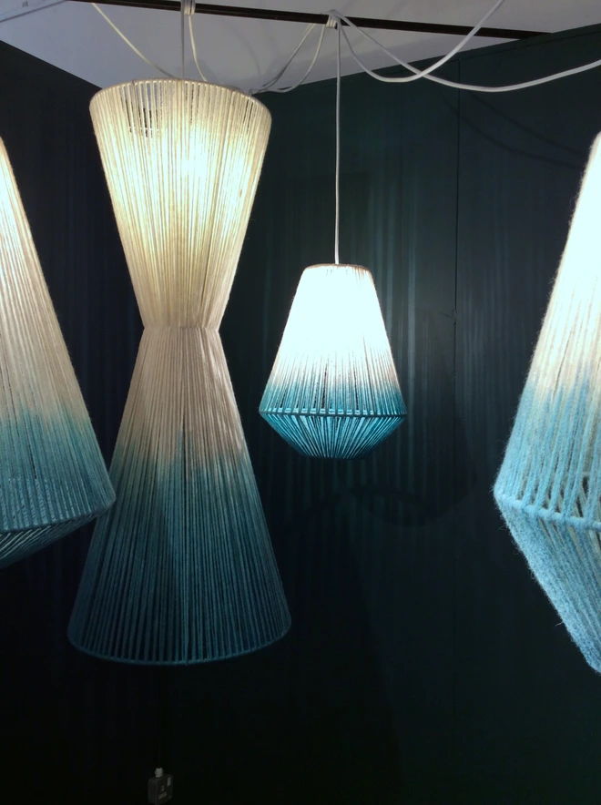 Large Nipped In Pendant Lampshade Aqua