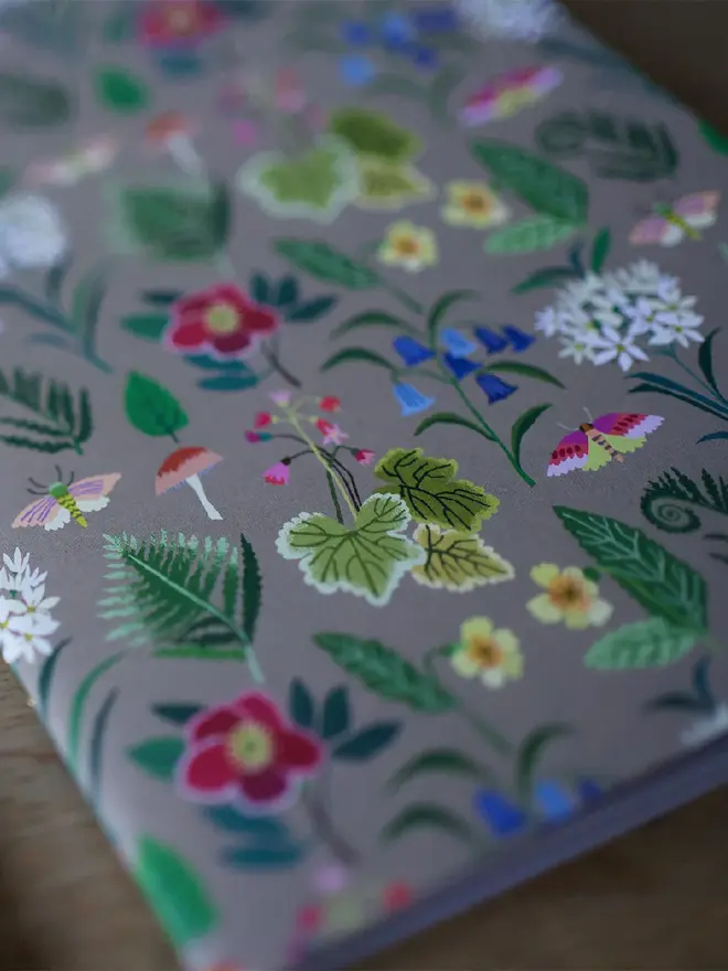 woodland flower illustrated notebook