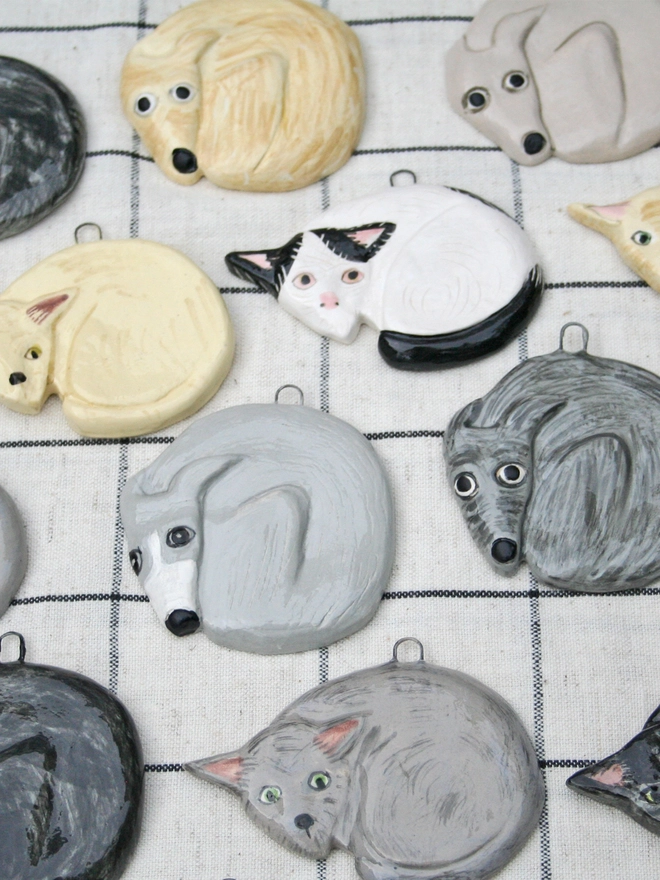 ceramic cat Christmas tree decoration