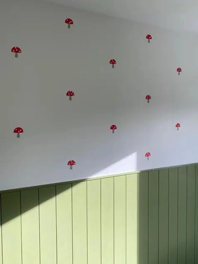 Toadstool Wall sticker above green wall panelling