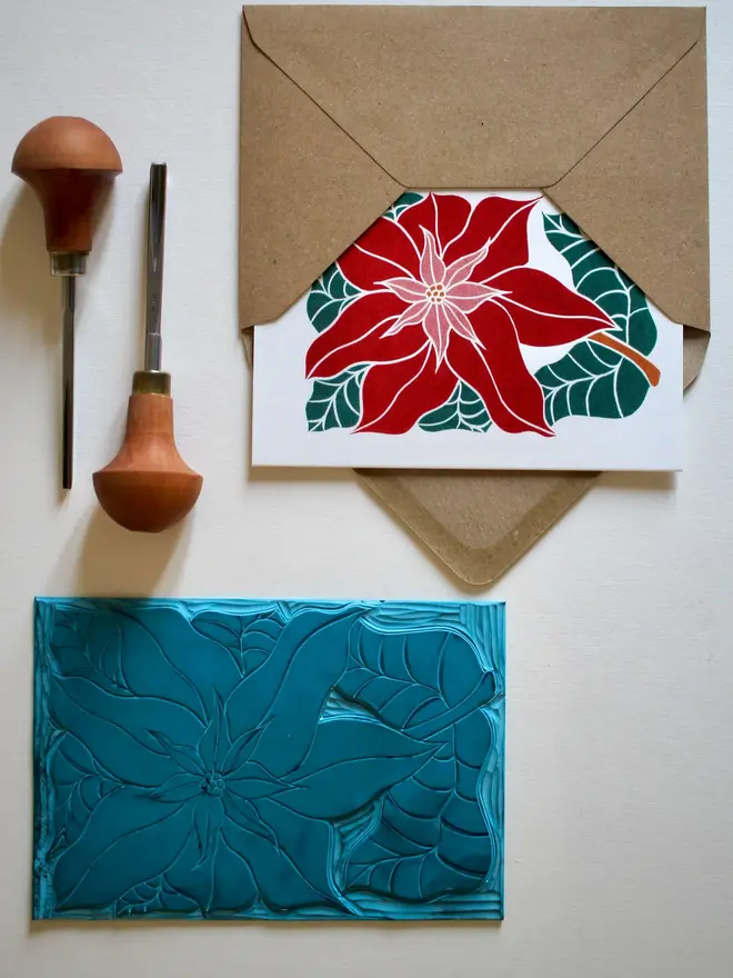 poinsettia christmas card