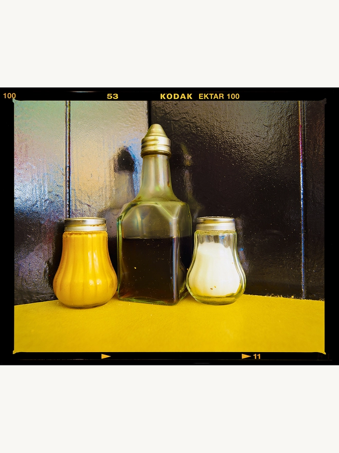 Pepper, Vinegar and Salt condiments Kodak photograph artwork by Richard Heeps