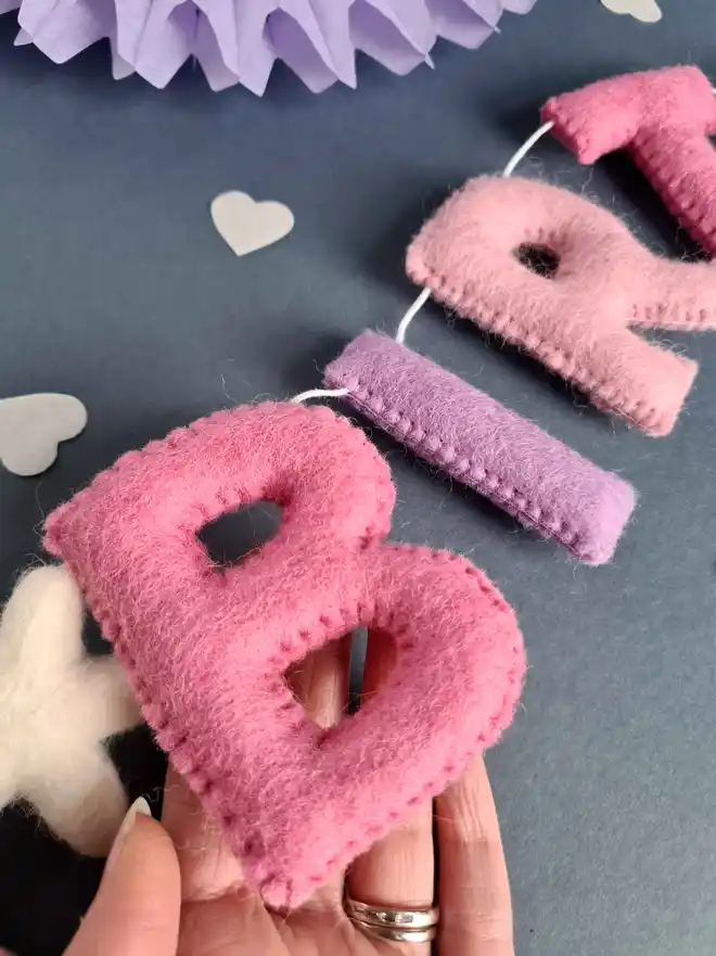 Pink Felt Happy Birthday Banner