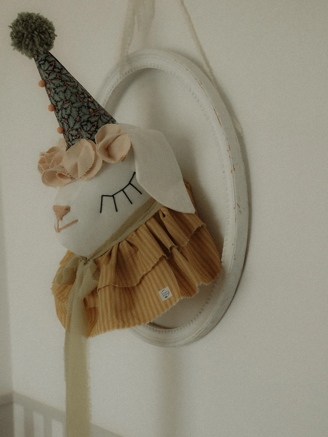 Sheep Head Decor, Animal Wall Mount, Circus hanging Sheep trophy, Nursery farmhouse Art