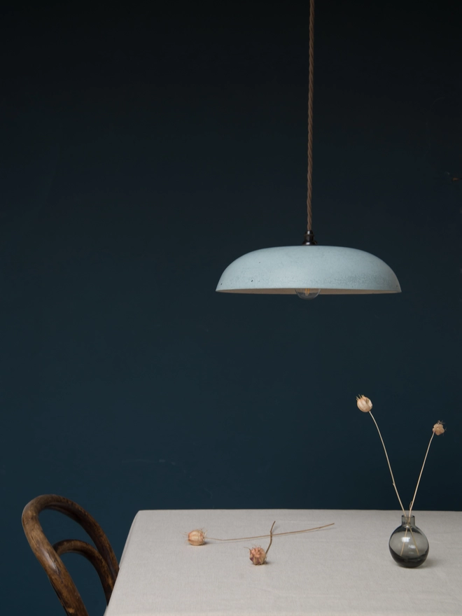 Dune pendant lampshade in teal blue