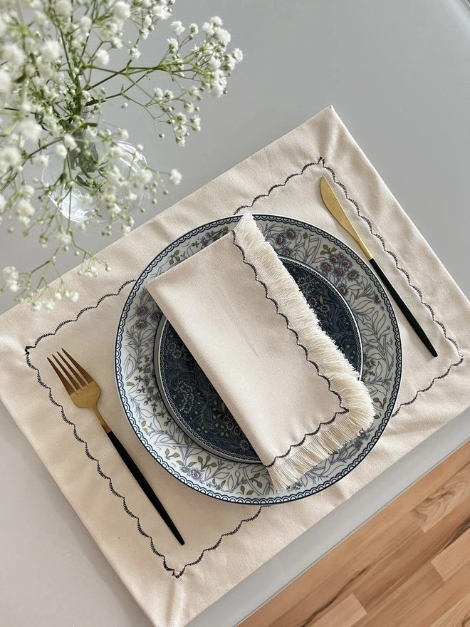 Fringed Cloth Napkins (Set Of 4)