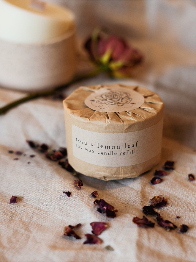 rose lemon leaf refillable candle