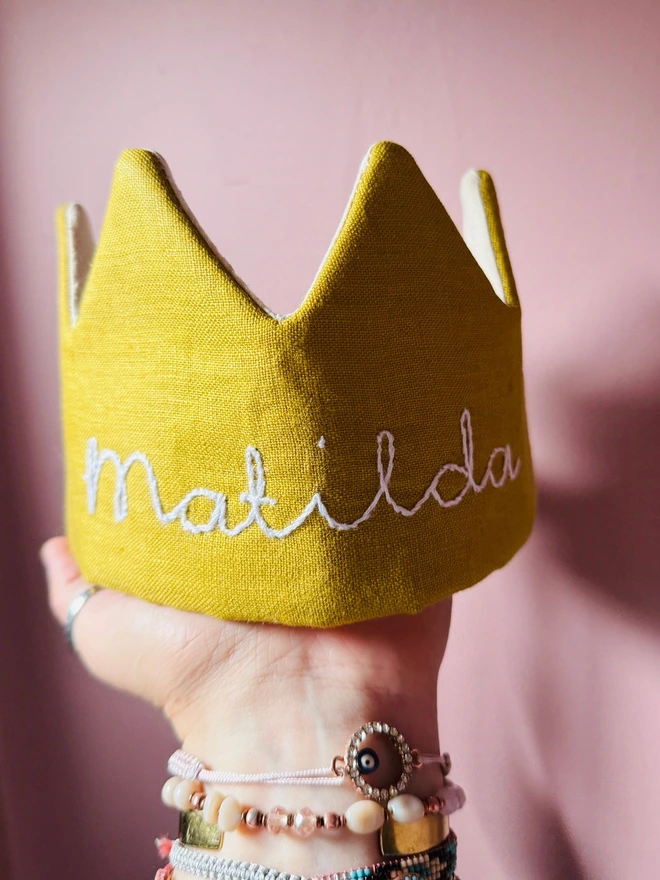 Yellow crown fabric crown birthday crown handmade crown gold crown 