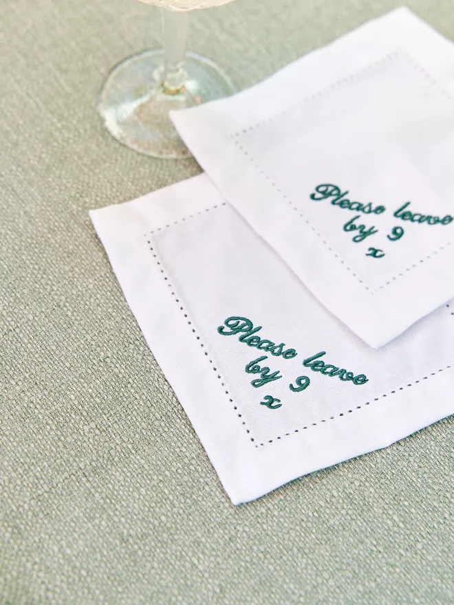 'Please Leave By 9' Napkins (Set Of 4)