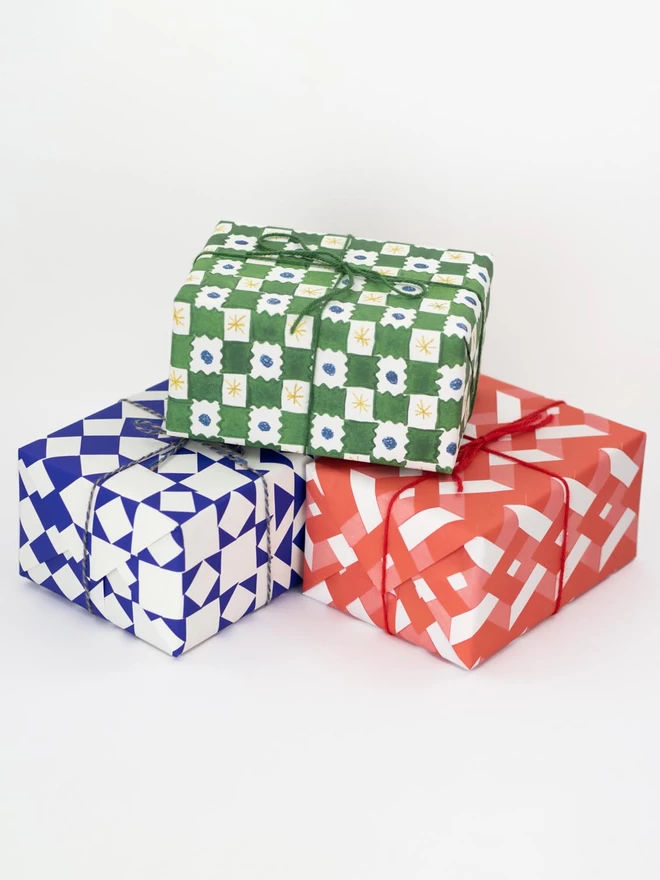 Hadley Green chequerboard gift wrap