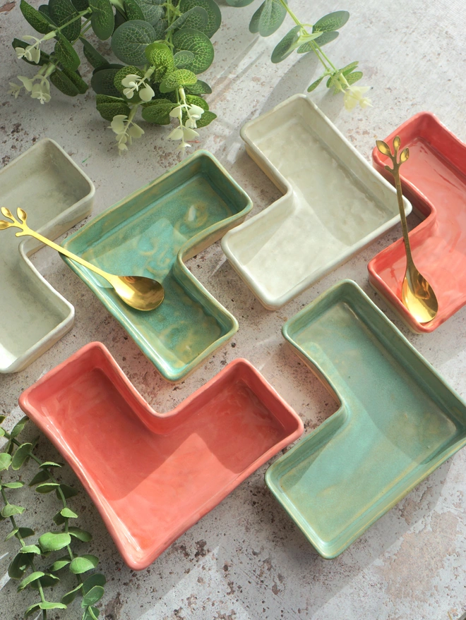 ceramic snack dish, ceramic tapas dish, ceramic dish set, small dish set pottery, Jenny Hopps Pottery, pink dish, green dish, white dish, ceramic gifts for her, gifts for mum, gifts for sister, gifts for friend, gifts for girlfriend, gift for dad, ceramic gift for dad, gift for husband, gift for son, gift for teens, gifts for teenagers, gift for home, homeware gift, 