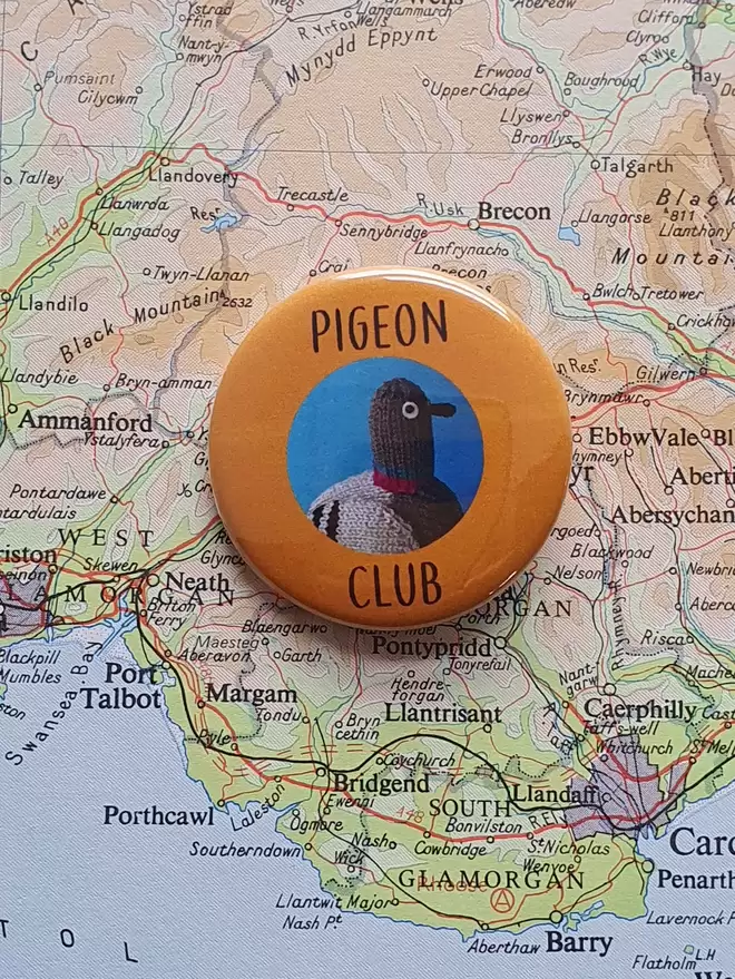 pigeon club cute knitting badge