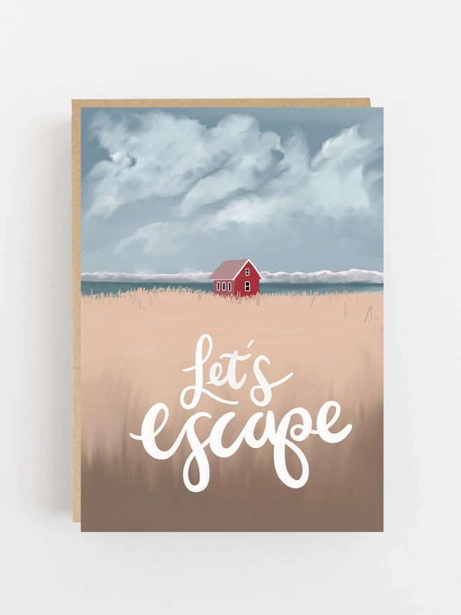 lets escape travel greeting card