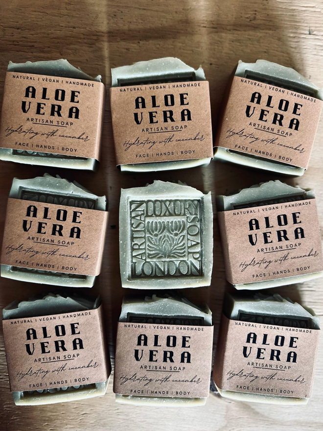 handmade vegan aloe vera and cucumber soap bars